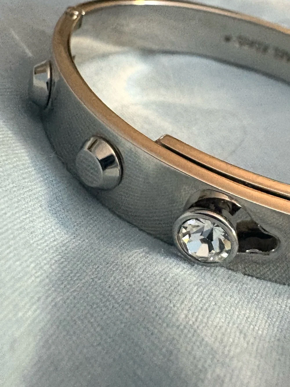RARE Michael Kors Silver Stud & Crystal Hinged Slide Bangle Heritage Astor